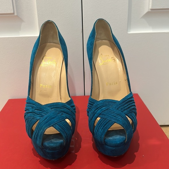 Authentic Christian Louboutin blue platform high heels size 37.5 - Picture 3 of 3